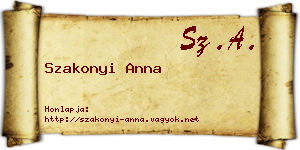 Szakonyi Anna névjegykártya